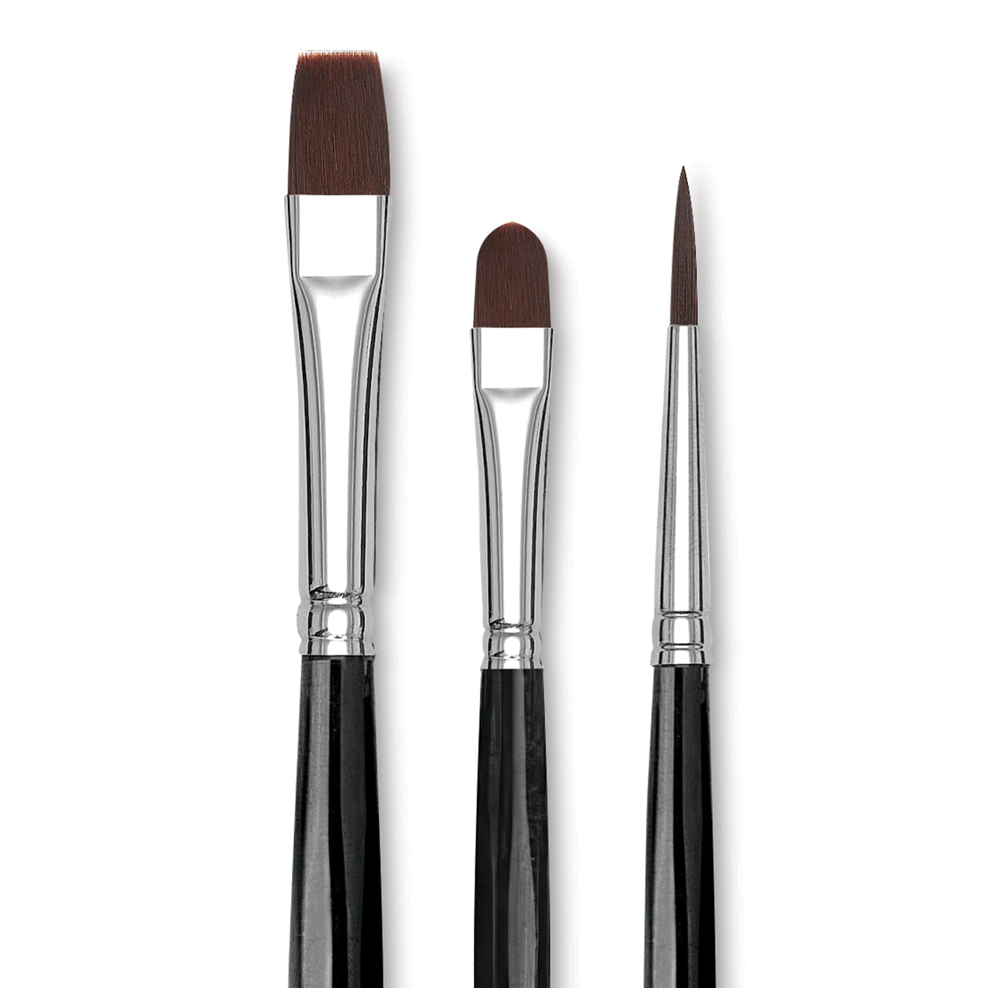 Da Vinci Artist Brush Set - Top Acryl Long Handle, Set of 3, close up