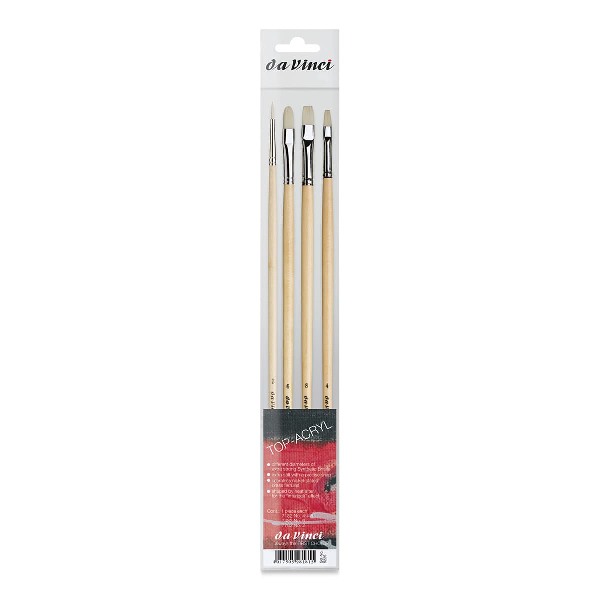Da Vinci Artist Brush Set - Top Acryl Long Handle, Set of 4, front of packaging
