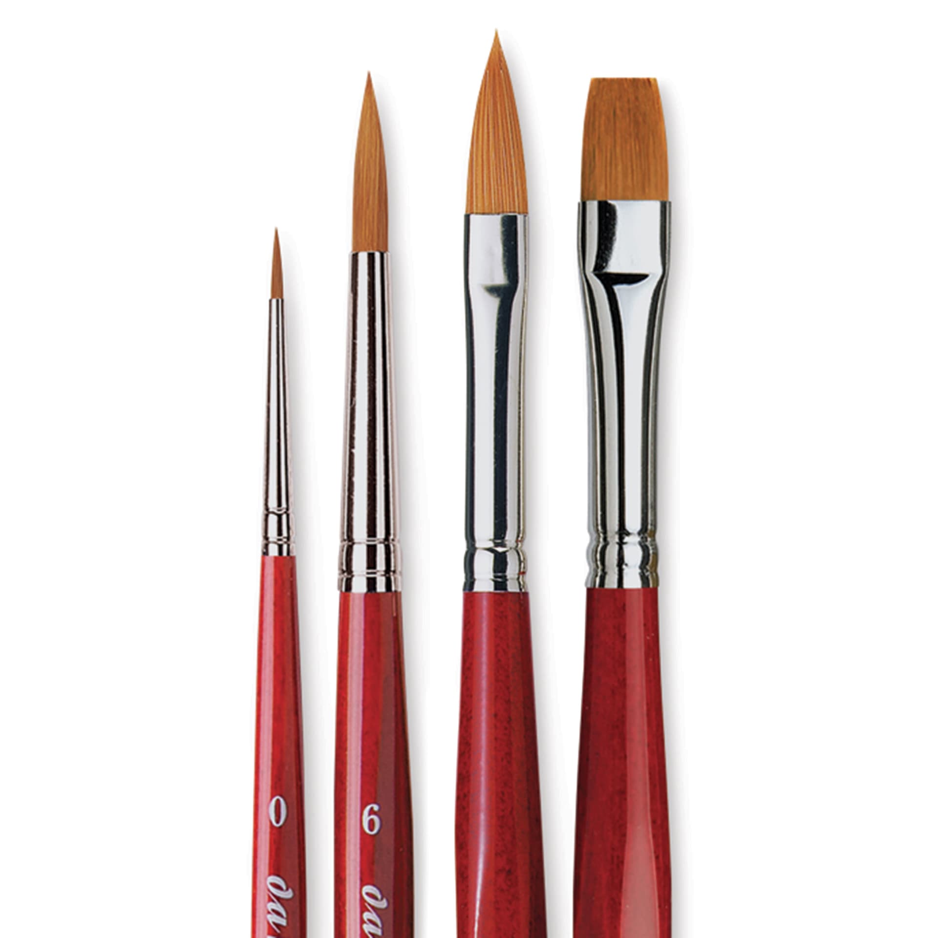 Da Vinci Cosmotop Spin Brushes - Assorted Sizes, Set of 4, Short Handle, close up