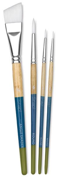 Princeton Snap! White Taklon Brush Set - Short Handle, Set of 4 
