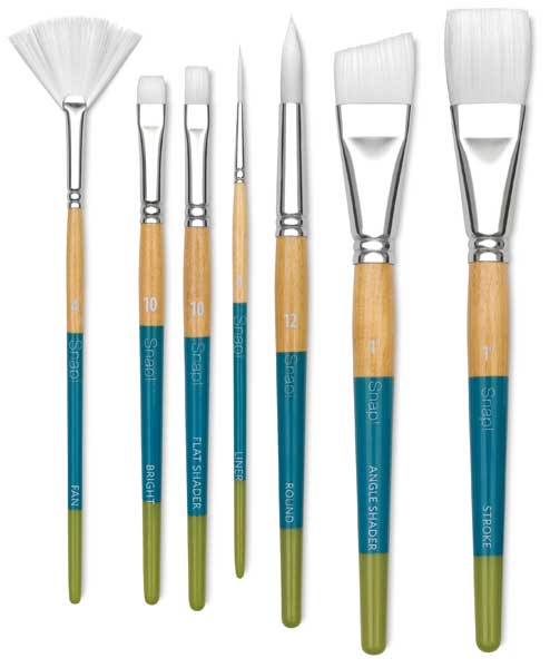 Princeton SNAP! White Taklon Brushes - Assorted styles shown