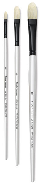 Simply Simmons Chungking Hog Bristle Brushes - 3 sizes of Filbert Brushes upright
