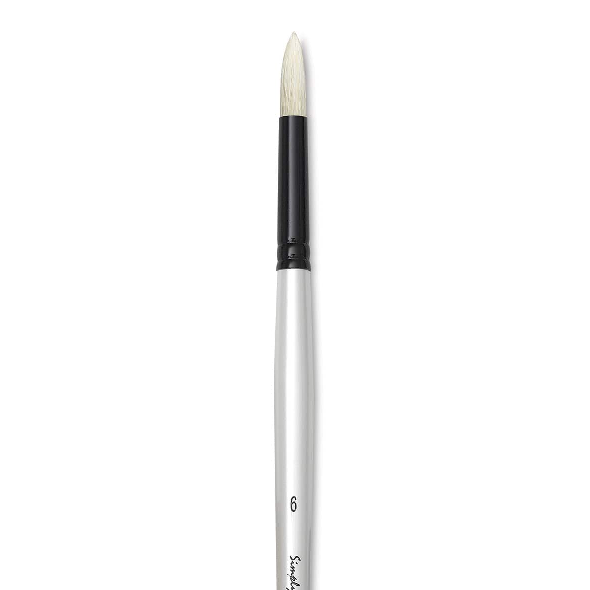 Robert Simmons Simply Simmons Chungking Hog Bristle Brush - Round, Long Handle, Size 6