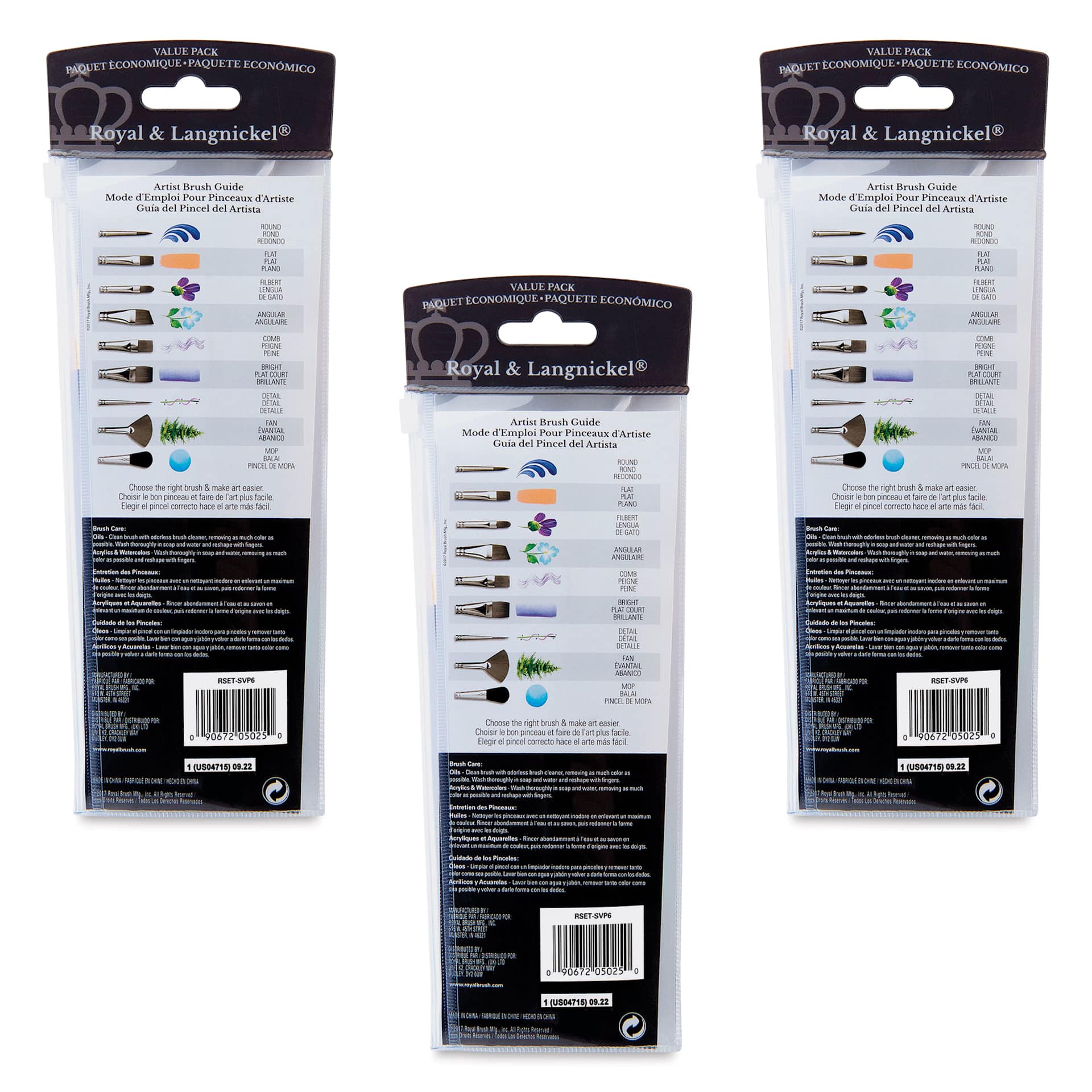 Royal Langnickel Classroom Assortment - Set of 30, back of three pouches with ten brushes each