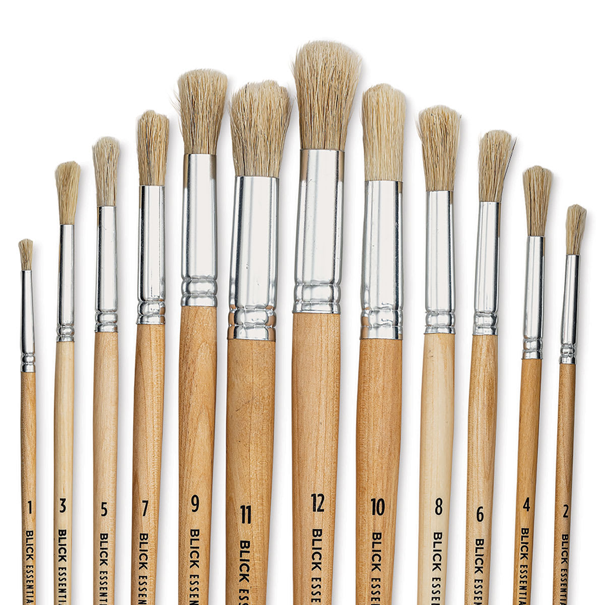 Blick Essentials Value Brush Set - Round Brushes, Bristle, Set of 12, close up
