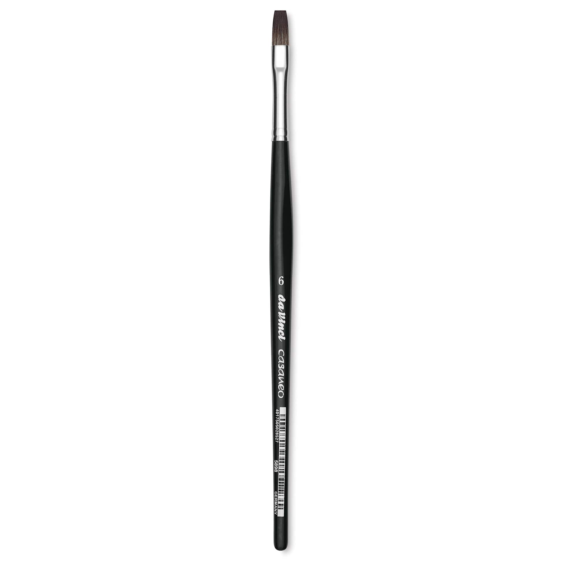 Da Vinci Casaneo Synthetic Squirrel Watercolor Brush - Flat, Size 6, Short Handle, Synthetic