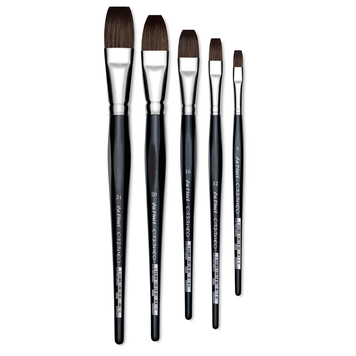 Da Vinci Casaneo Synthetic Squirrel Watercolor Brushes - Assorted size Flats shown upright Da Vinci Casaneo Synthetic Squirrel Watercolor Brushes - Assorted size Flats shown upright