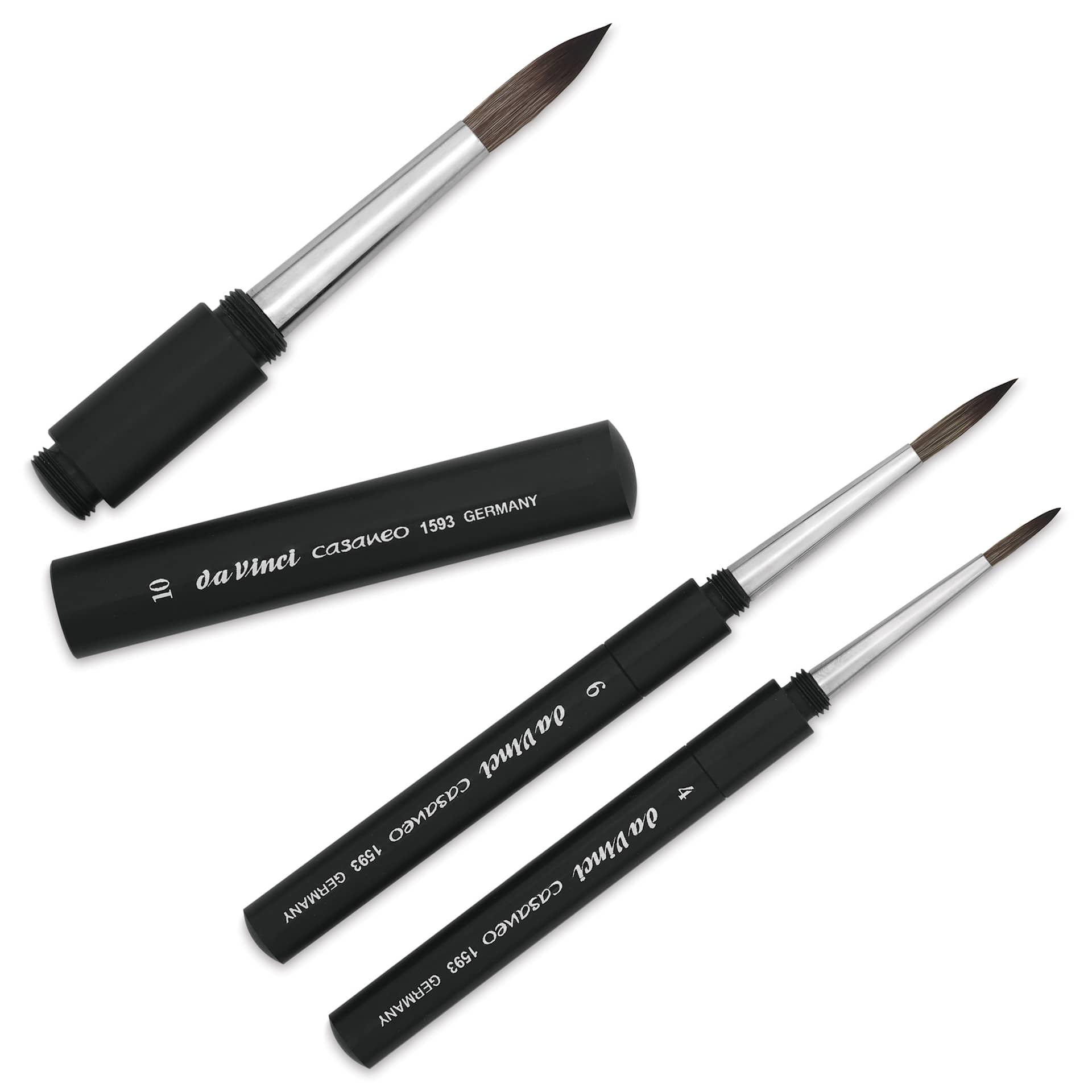 Da Vinci Casaneo Synthetic Squirrel Watercolor Brush Set - Round, Travel Set of 3, Short Handle