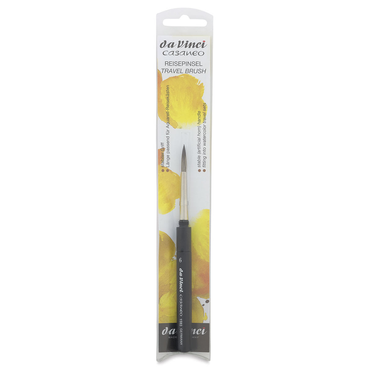 Da Vinci Casaneo Synthetic Squirrel Watercolor Brush - Travel Round, Size 6, Short Handle 