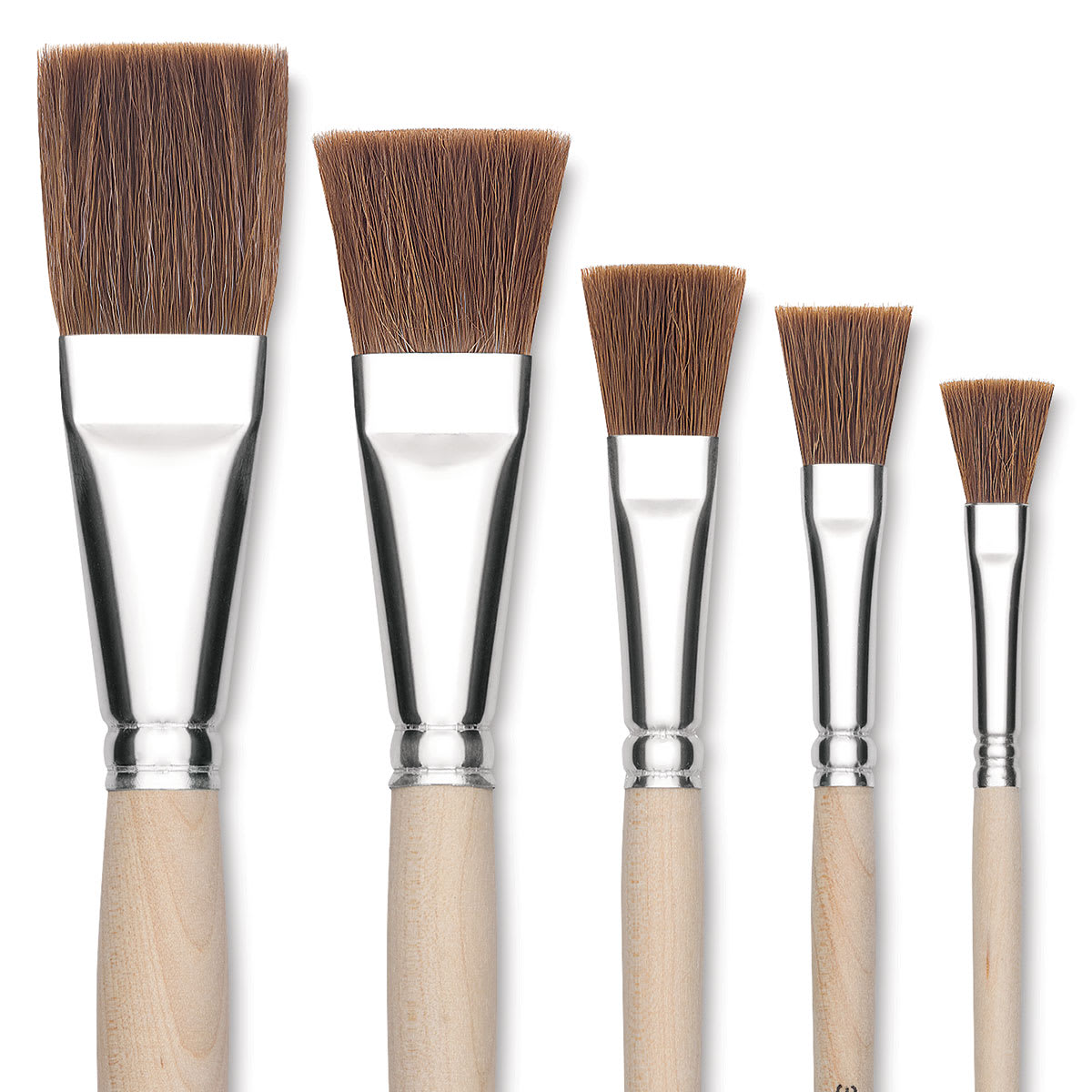 Faux Camel Watercolor Brushes - Closeup of several Flat brushes