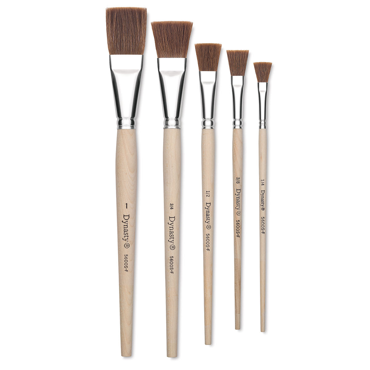 Faux Camel Watercolor Brushes - Several Flat brushes upright