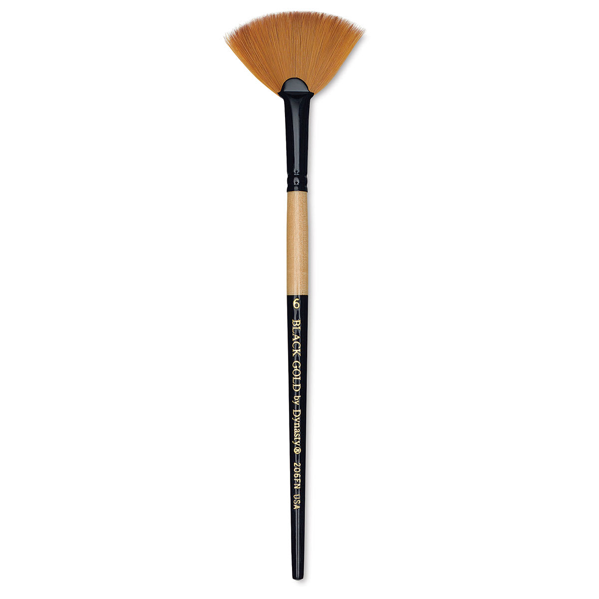 Dynasty Black Gold Brush - Fan, Short Handle, Size 6