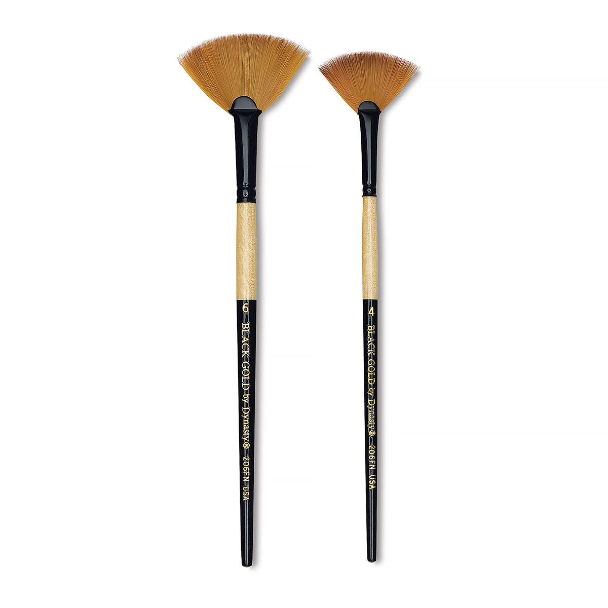 Dynasty Black Gold Synthetic Brush - Fan, Short Handle