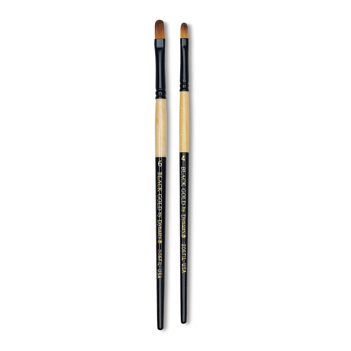 Dynasty Black Gold Synthetic Brush - Filbert, Short Handle