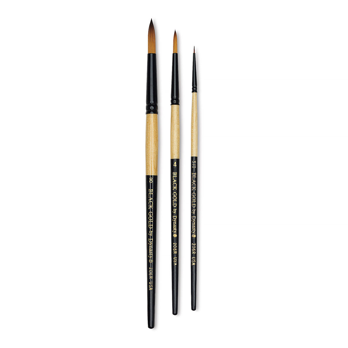 Dynasty Black Gold Synthetic Brush - Round, Short Handle