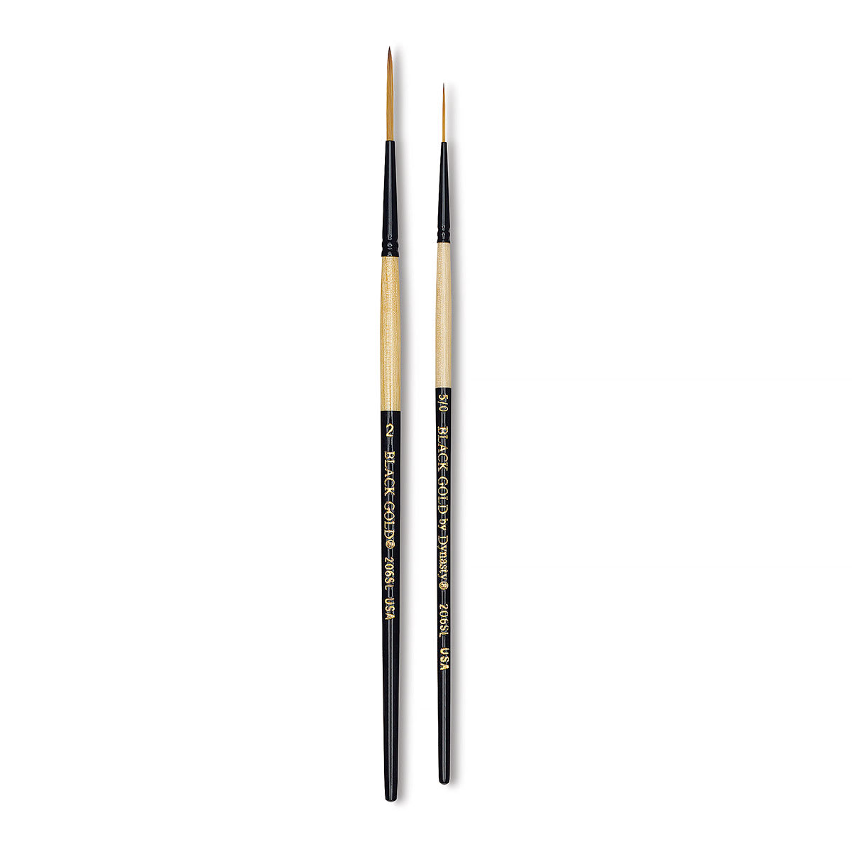 Dynasty Black Gold Synthetic Brush - Script, Short Handle