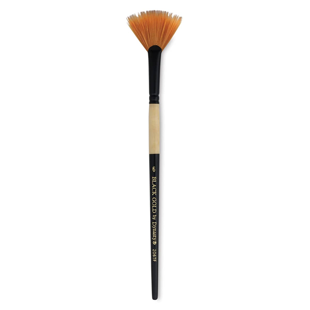 Dynasty Black Gold Brush - Tooth Fan, Short Handle, Size 6