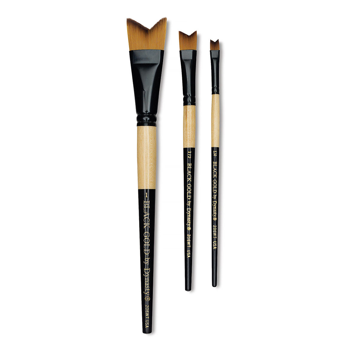 Dynasty Black Gold Synthetic Brush - Wave Tail, Short Handle