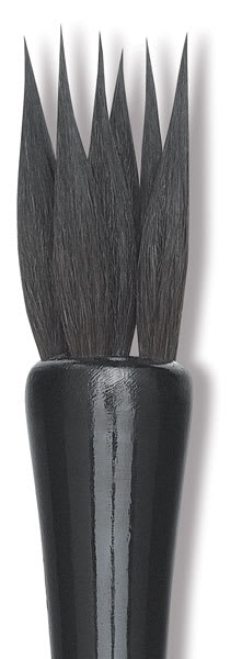 Luco Black Squirrel Round Brushes - closeup of pointed round, 6 lock brush