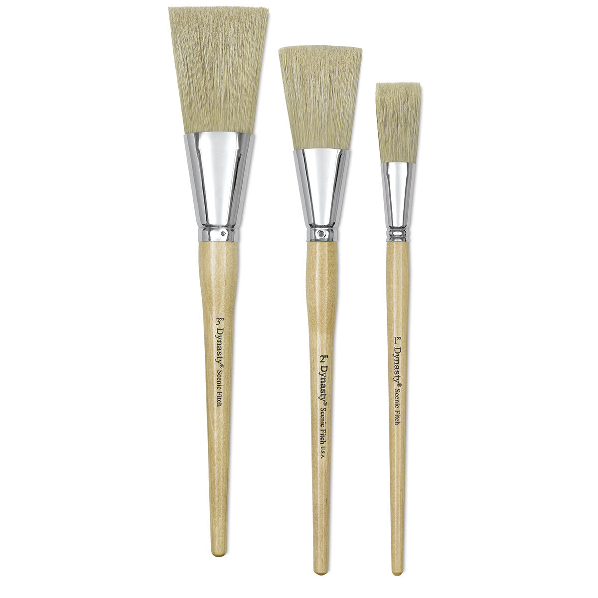 Dynasty Red-Letter Encaustic Brushes - Three Scenic Fitch Brushes upright