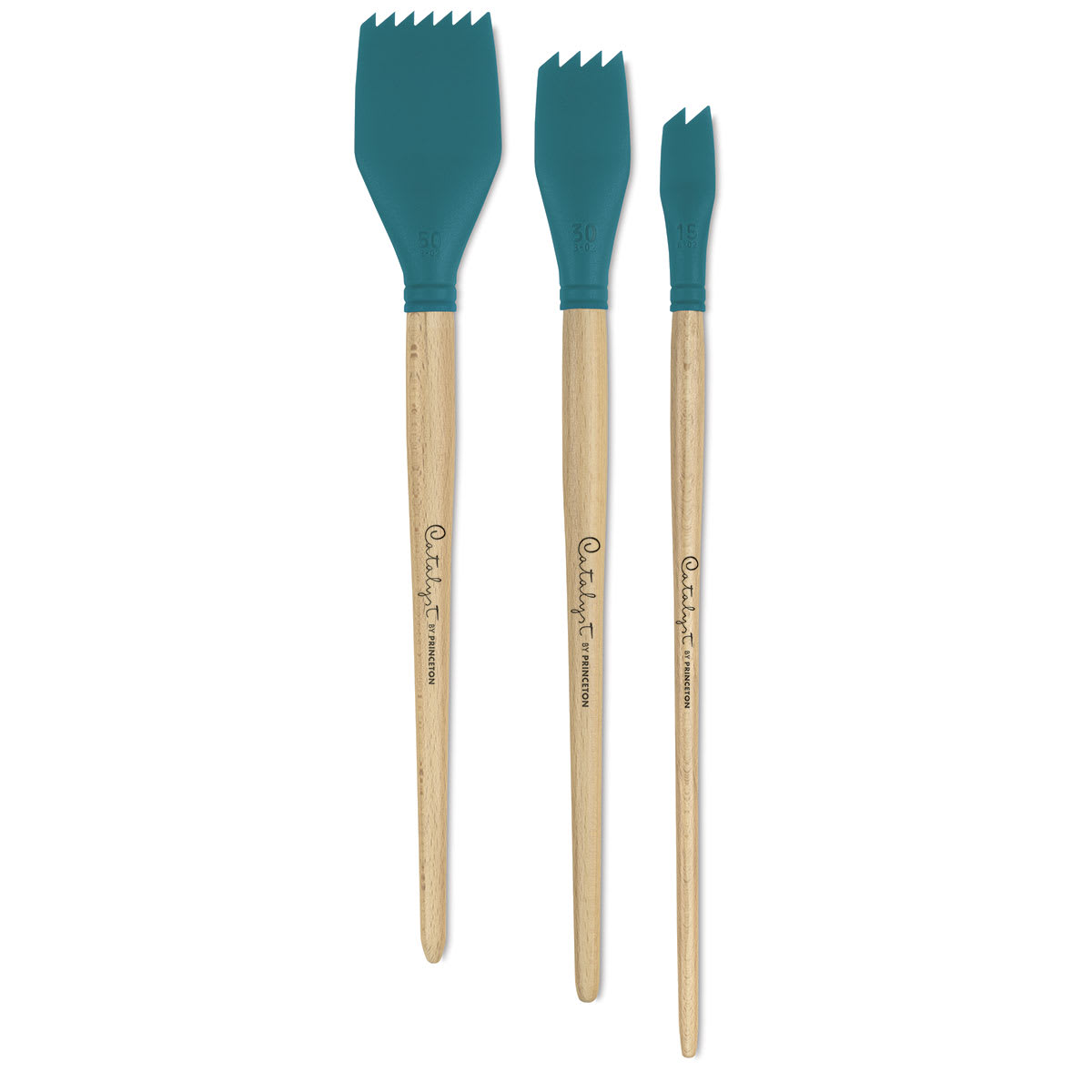 Princeton Catalyst Blades - 3 sizes of Shape 2 Blades shown upright