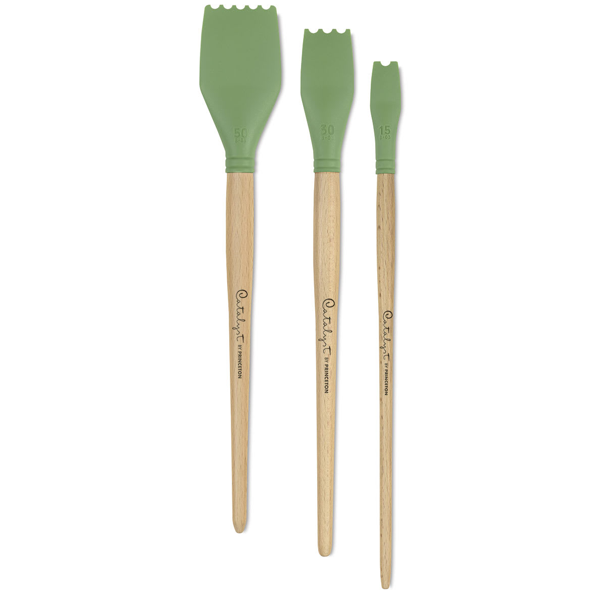 Princeton Catalyst Blades - 3 sizes of Shape 3 Blades shown upright