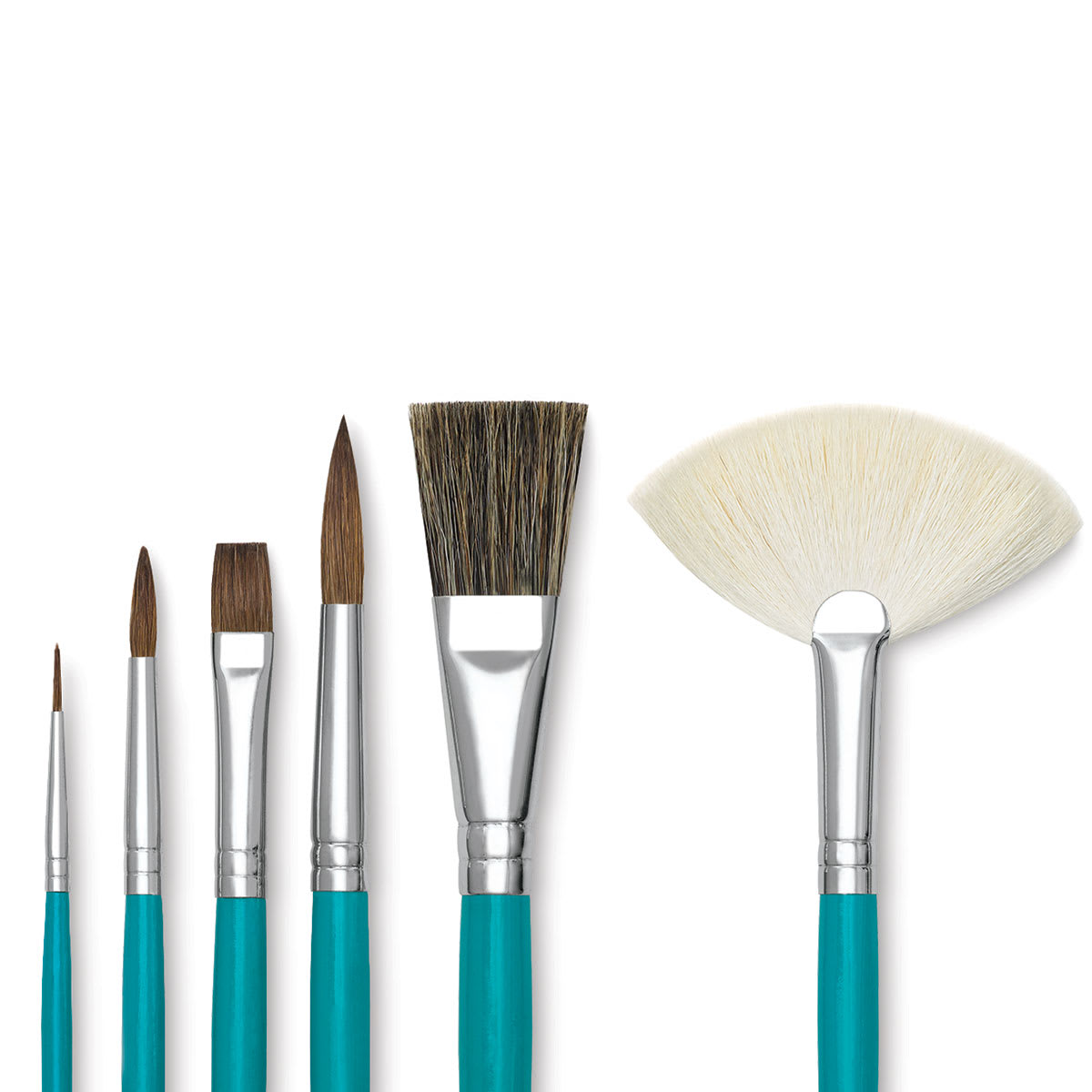 Royal & Langnickel Ceramic Classroom Brushes - Closeup of tips of various types of brushes included