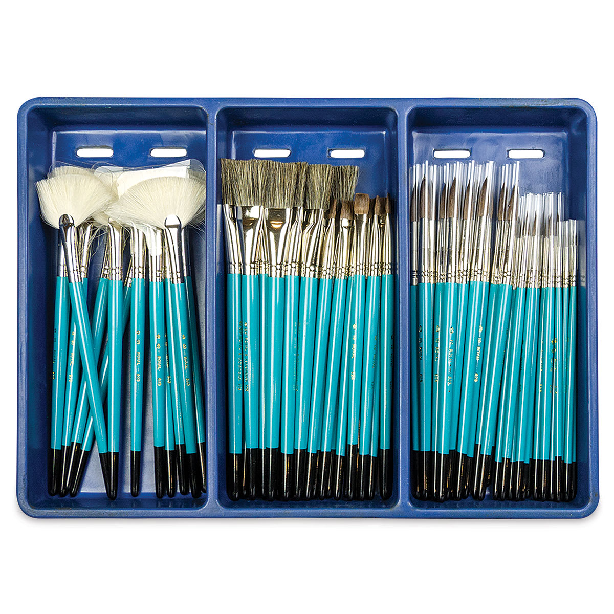 Royal & Langnickel 72 pc Ceramic Classroom Assortment shown in included storage tray