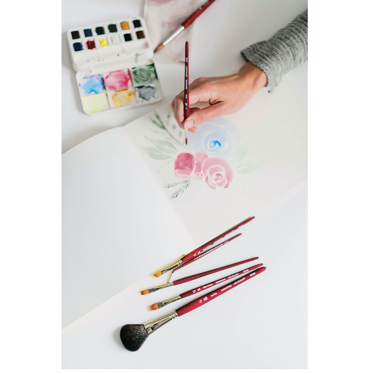 Princeton Velvetouch Series 3950 Synthetic Brushes (Shown in use)