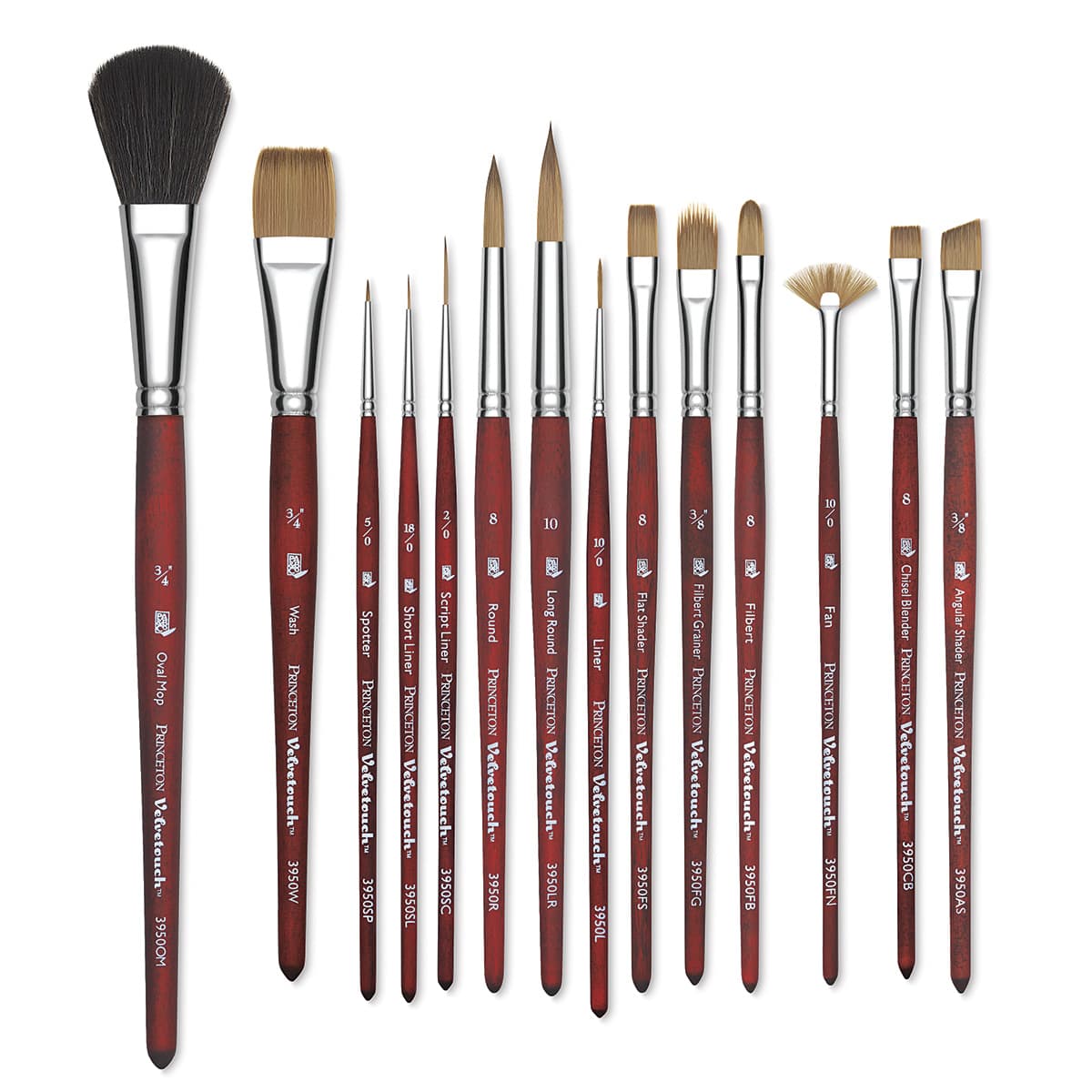 Princeton Velvetouch Series 3950 Synthetic Brushes - Short Handle (selection of shapes)