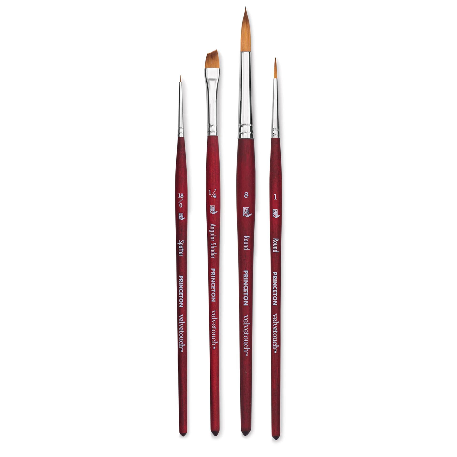 Princeton Velvetouch Series 3950 Synthetic Brushes - Blick Exclusive, Short Handle, Set of 4