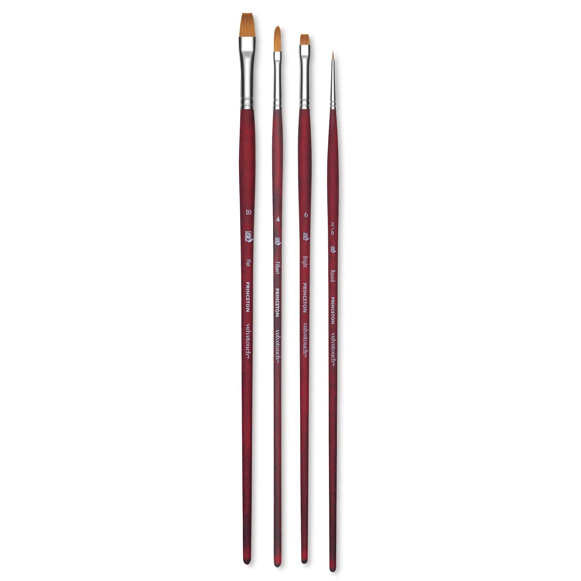 Princeton Velvetouch Series 3900 Brushes - Set of 4, Long Handle
