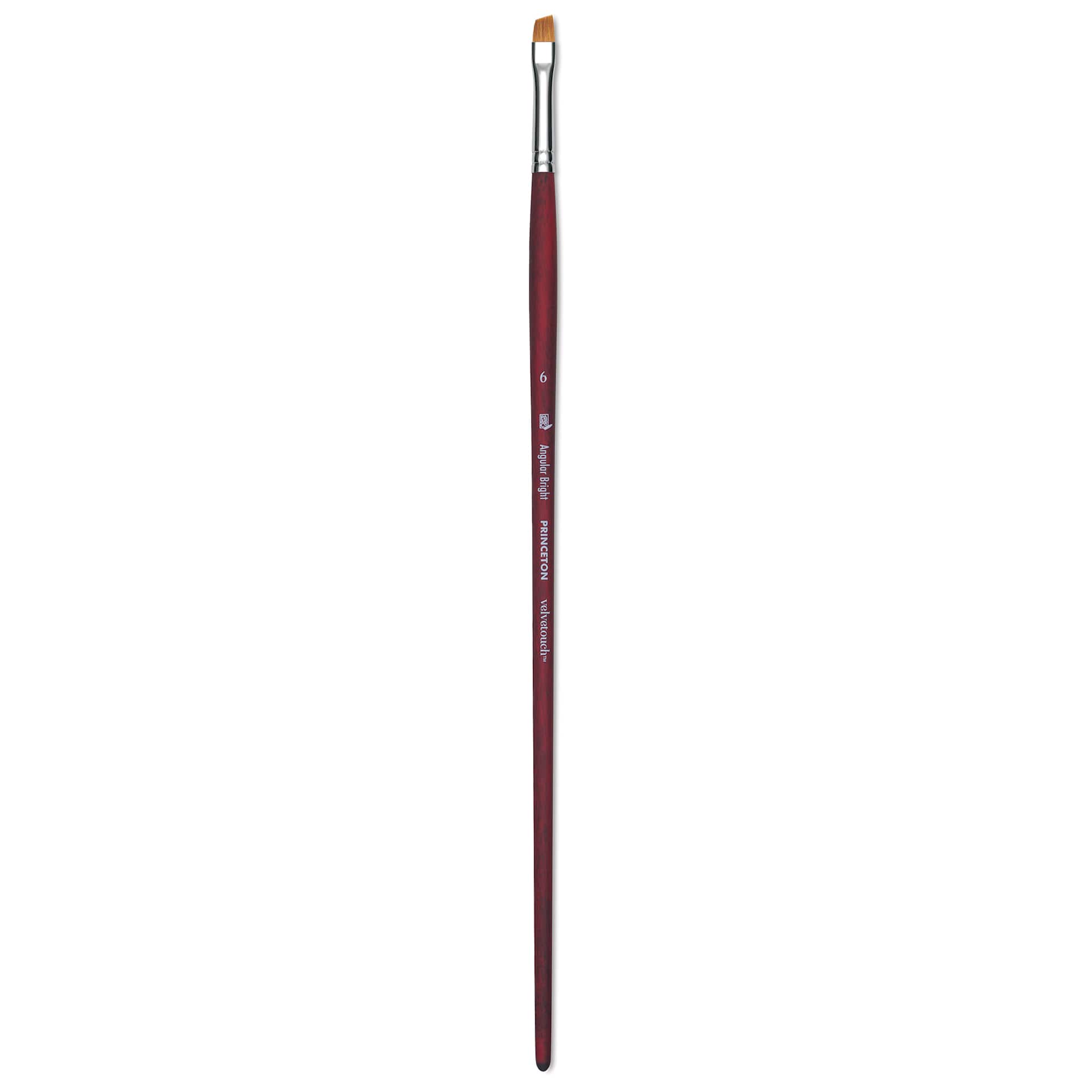 Princeton Velvetouch Series 3900 Synthetic Brush - Angle Bright, Long Handle, Size 6