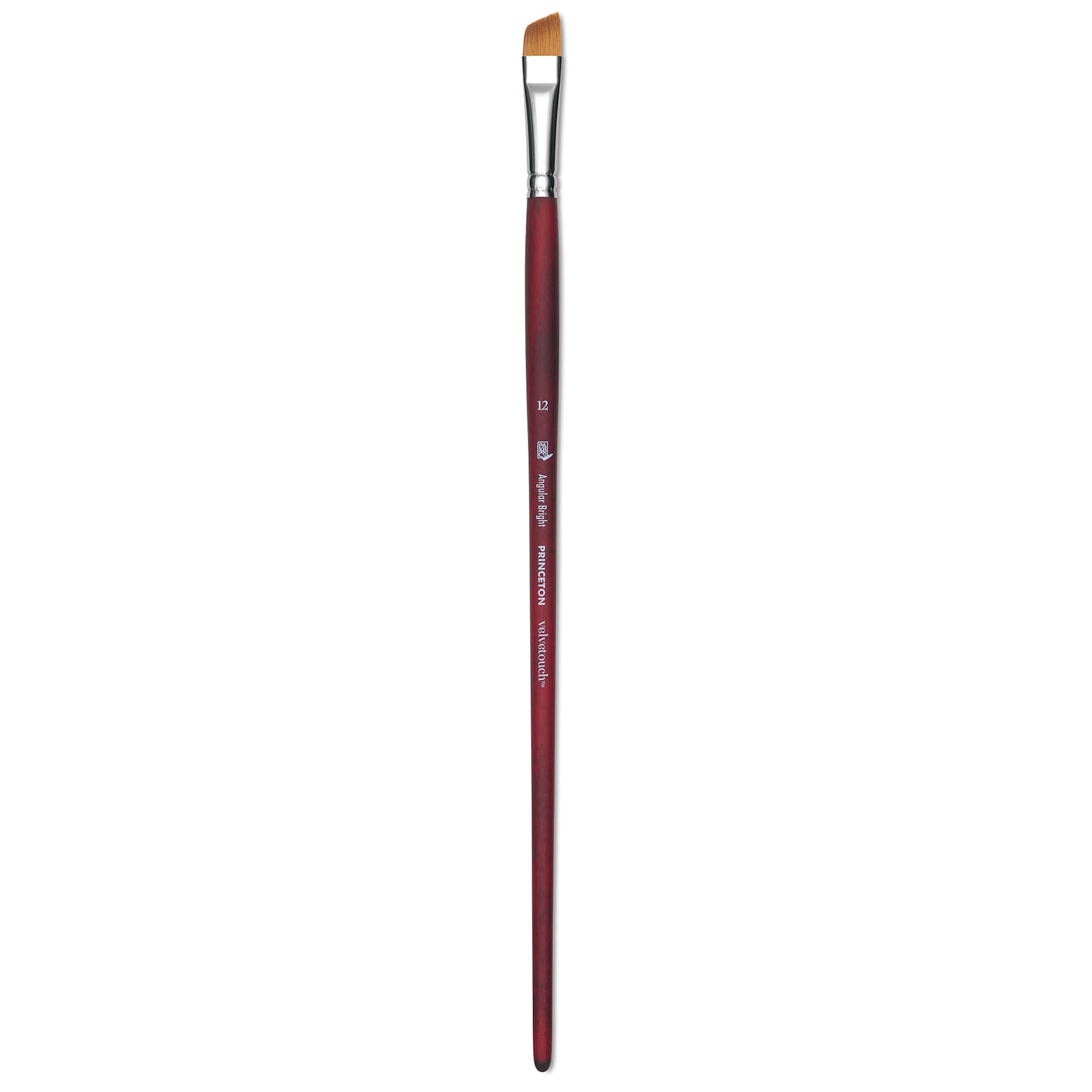 Princeton Velvetouch Series 3900 Synthetic Brush - Angle Bright, Long Handle, Size 12