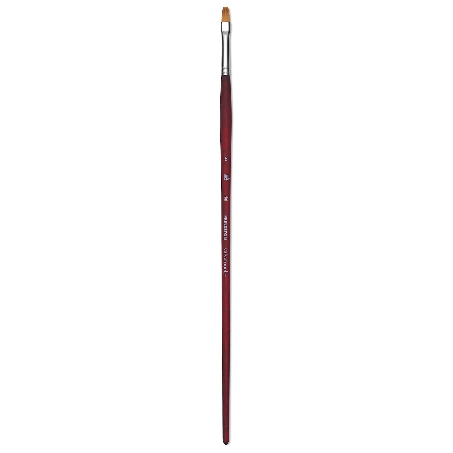 Princeton Velvetouch Series 3900 Synthetic Brush - Flat, Long Handle, Size 6