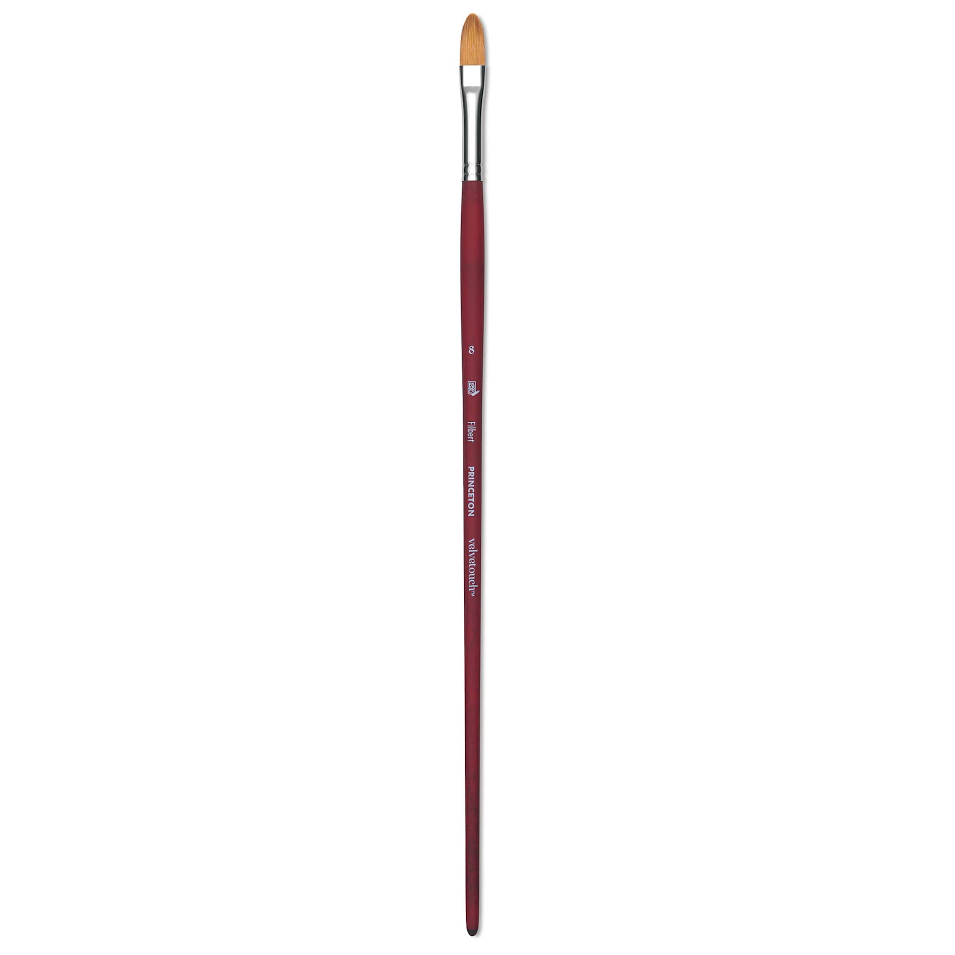 Princeton Velvetouch Series 3900 Synthetic Brush - Filbert, Long Handle, Size 8