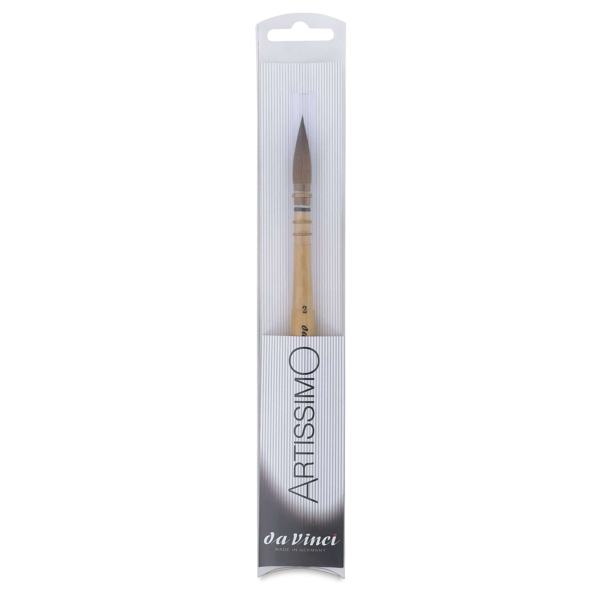  Da Vinci Artissimo Kolinsky Red Sable Brush - Quill, Size 2, brush inside of the packaging