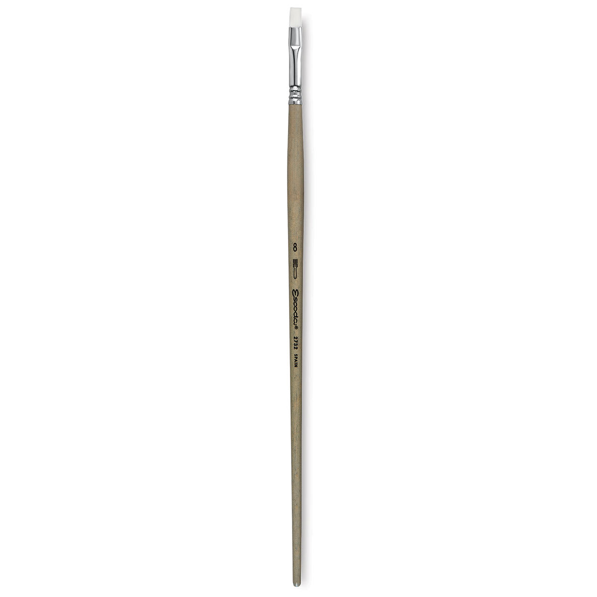 Escoda Perla Toray White Synthetic Brush - Bright, Long Handle, Size 8