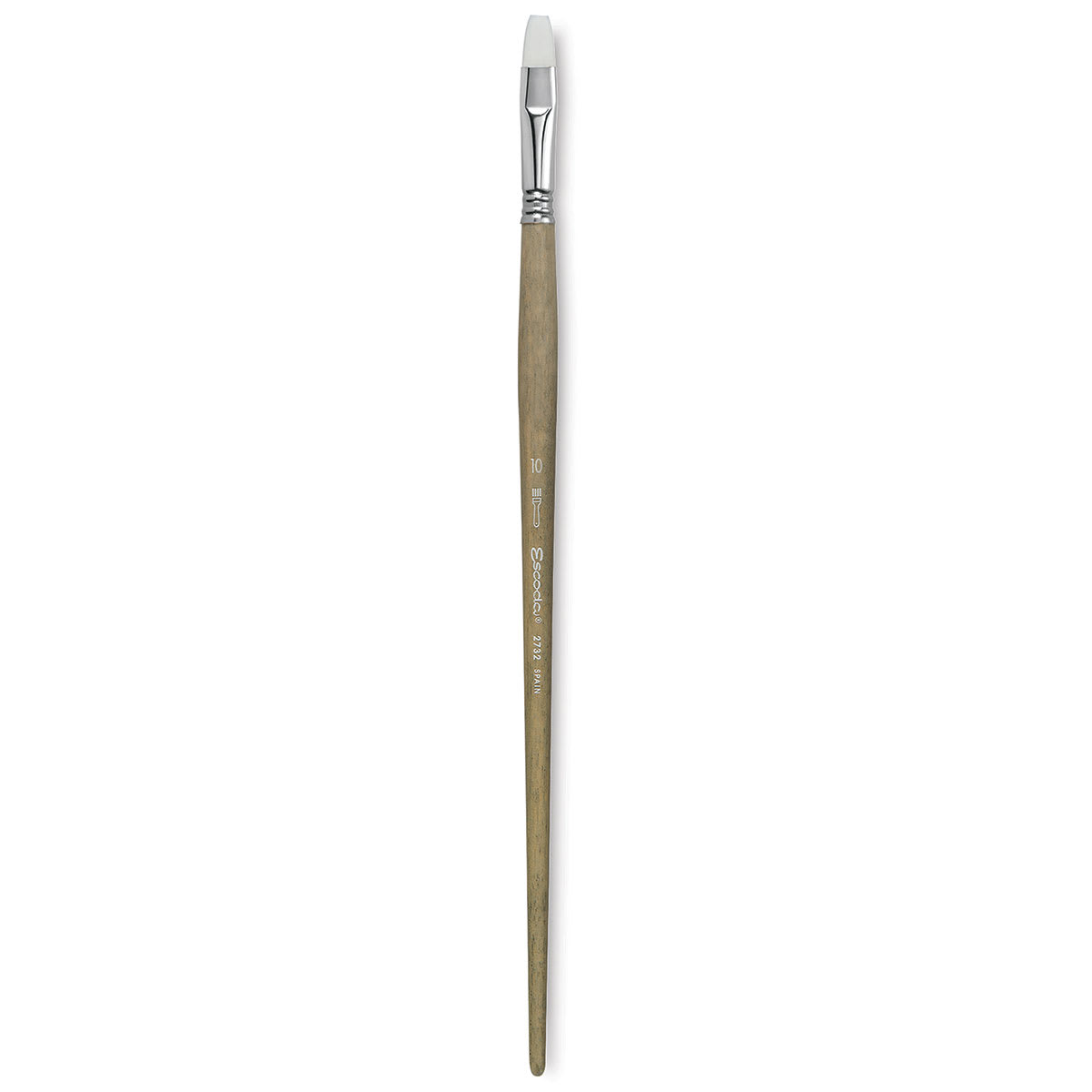 Escoda Perla Toray White Synthetic Brush - Bright, Long Handle, Size 10