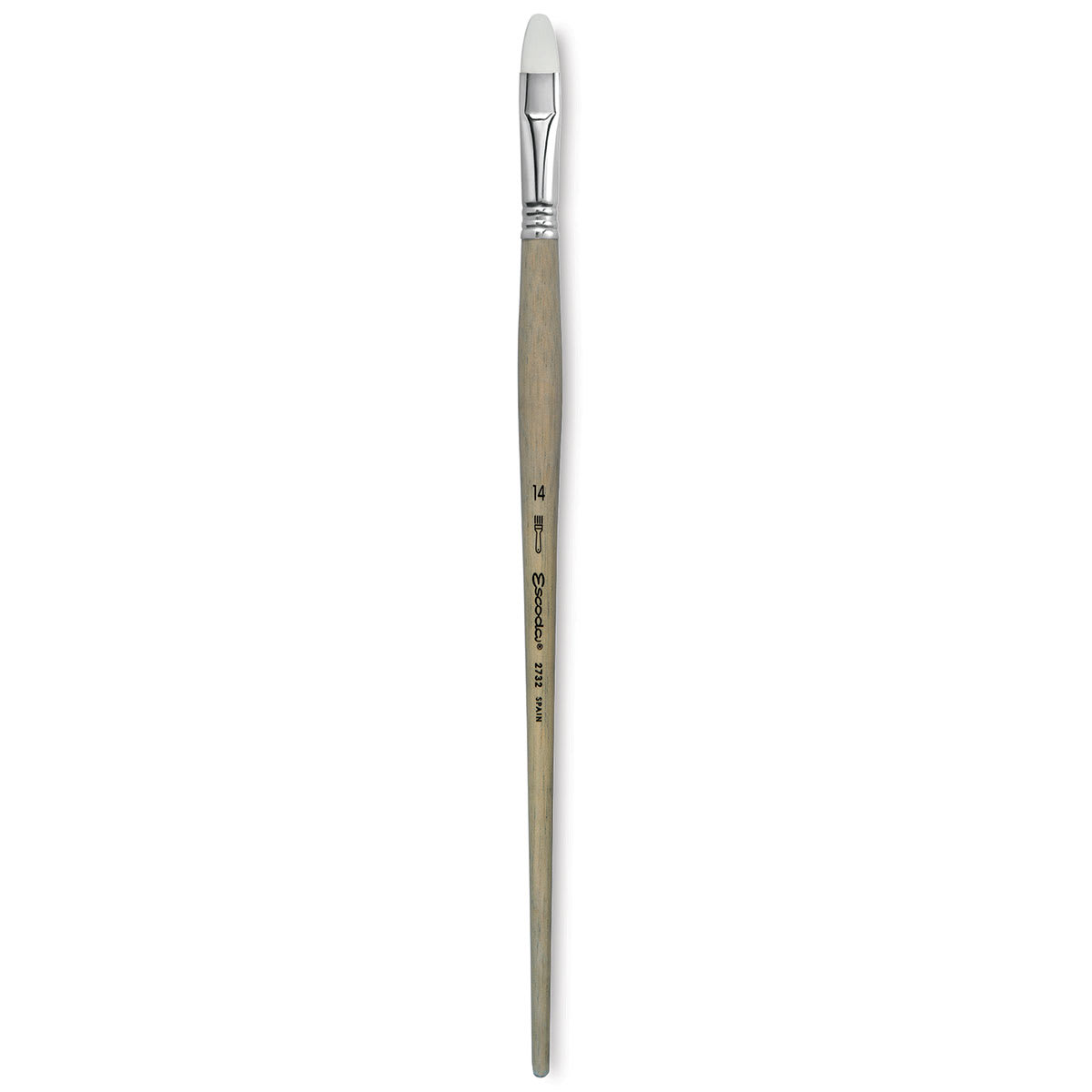 Escoda Perla Toray White Synthetic Brush - Bright, Long Handle, Size 14