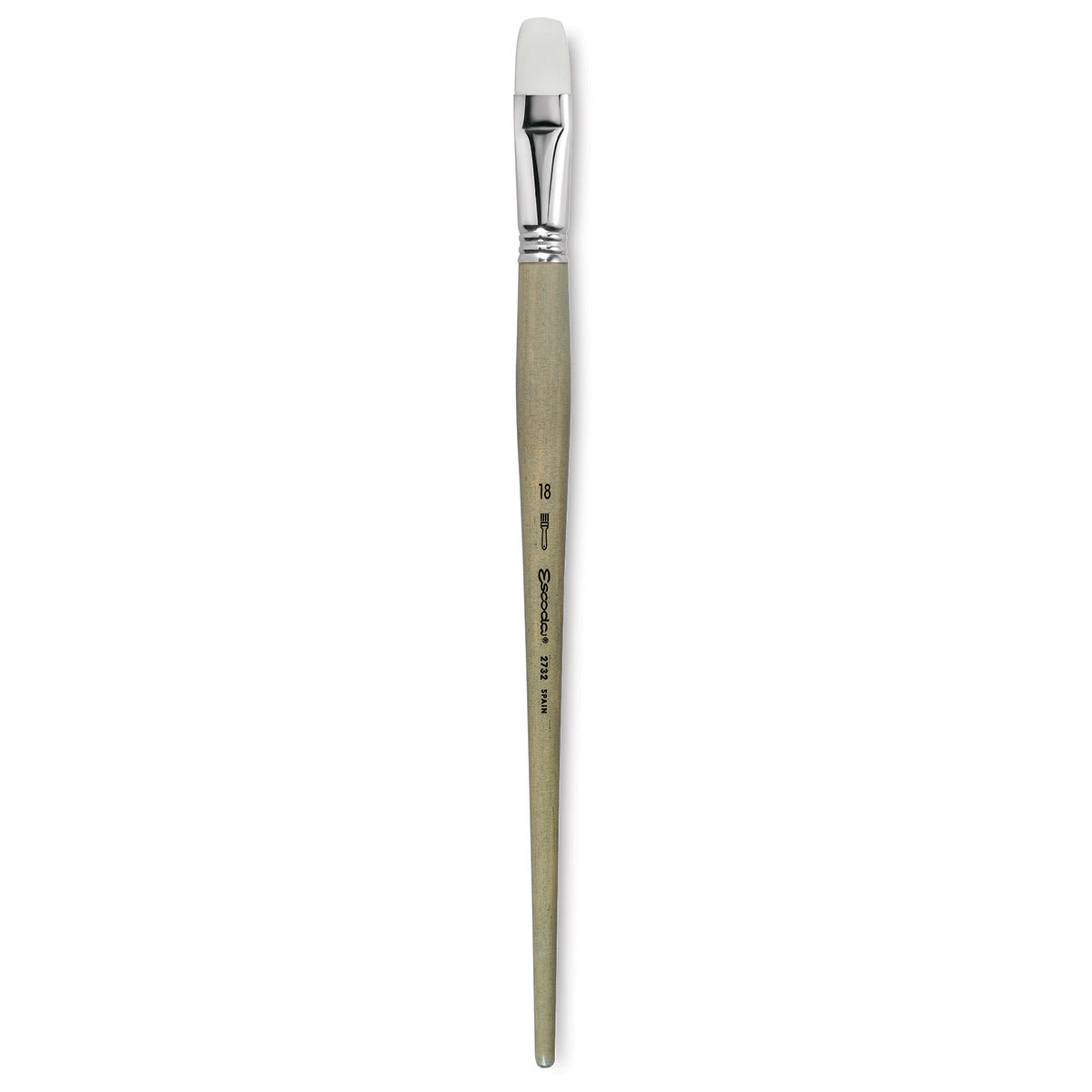 Escoda Perla Toray White Synthetic Brush - Bright, Long Handle, Size 18
