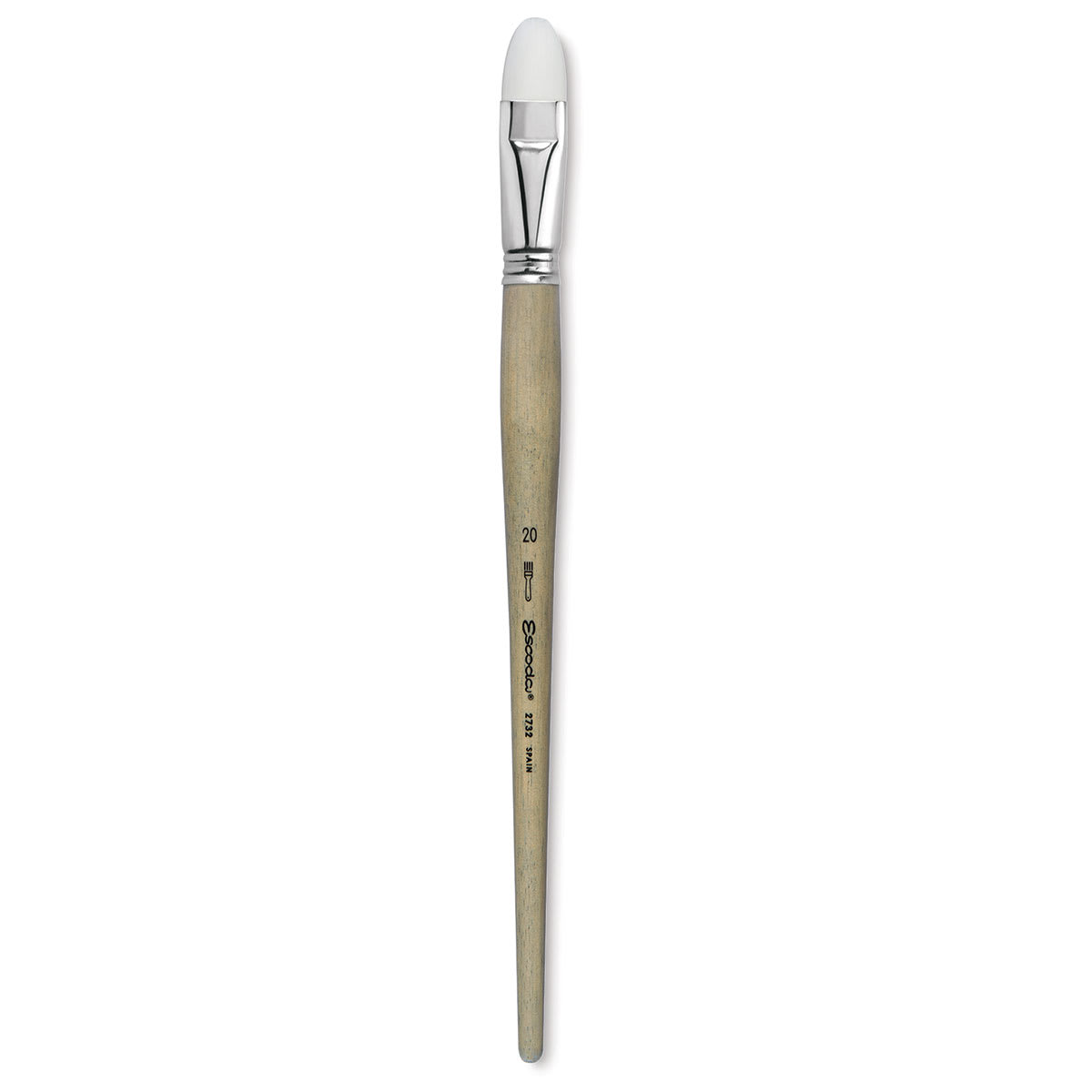 Escoda Perla Toray White Synthetic Brush - Bright, Long Handle, Size 20