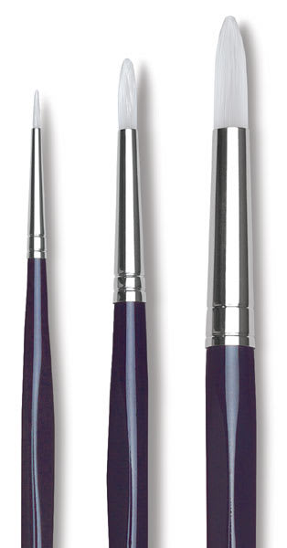 Da Vinci Impasto Brushes - Closeup of 3 Round Brushes 