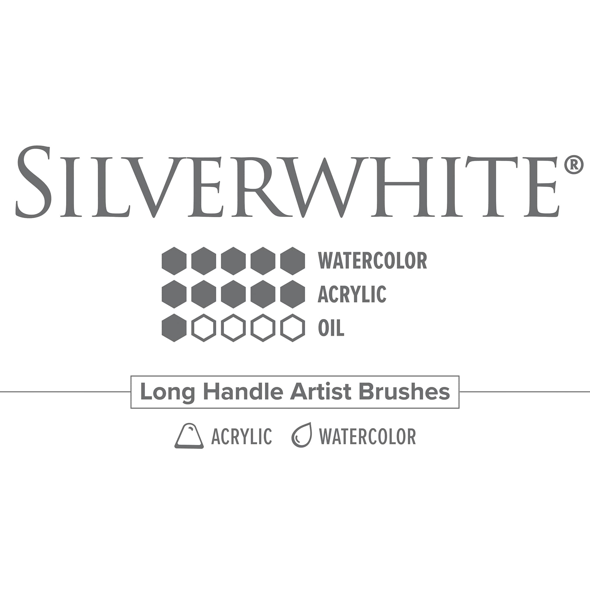 Silverwhite long handle brush chart for all water-based media