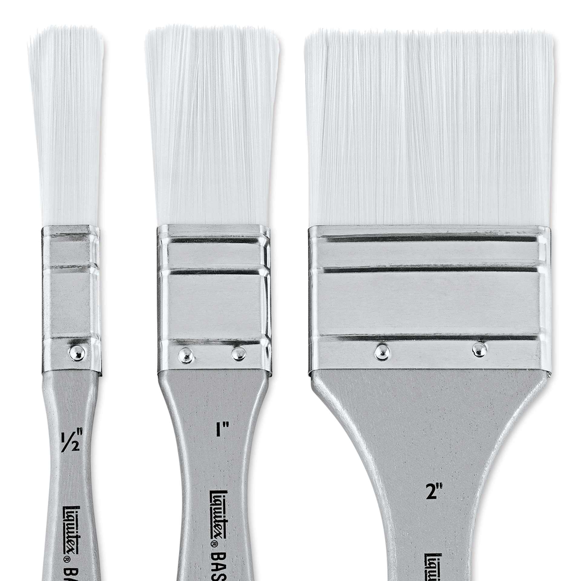 Liquitex Basics Synthetic Brushes - Large Scale Flat, Short Handle, Set of 3, close-up
