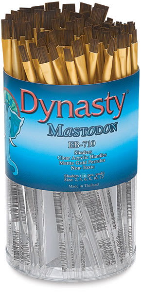 Dynasty Mastodon Synthetic Brush Canister - Front view of package of 96 Assorted Shaders
