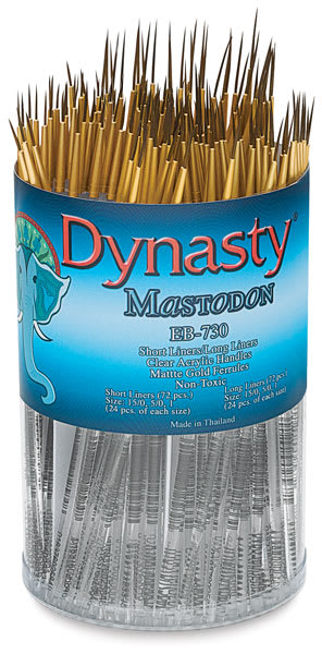 Dynasty Mastodon Synthetic Brush Canister - Front view of package of 144 Assorted Liners 
