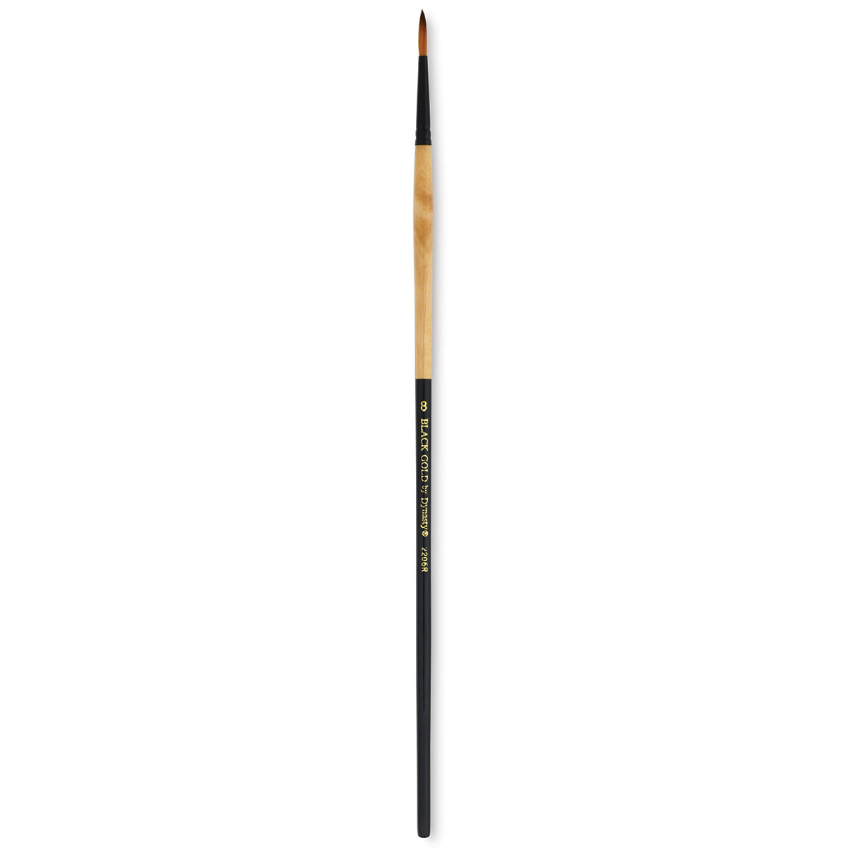 Dynasty Black Gold Brush - Fine Round, Long Handle, Size 8