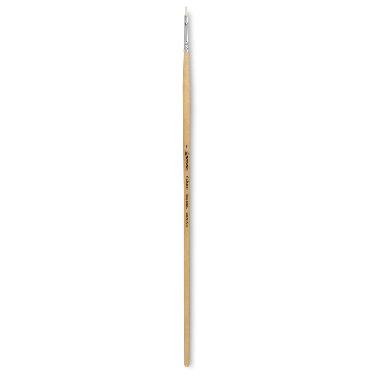 Escoda Clasico Chungking White Bristle Brush - Short Filbert, Long Handle, Size 1