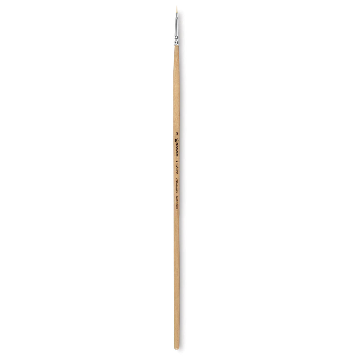 Escoda Clasico Chungking White Bristle Brush - Bright, Long Handle, Size 0
